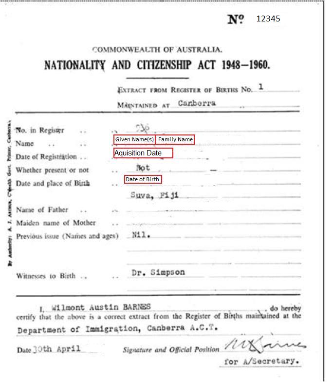 Certificate of registration descent | Unique Student Identifier