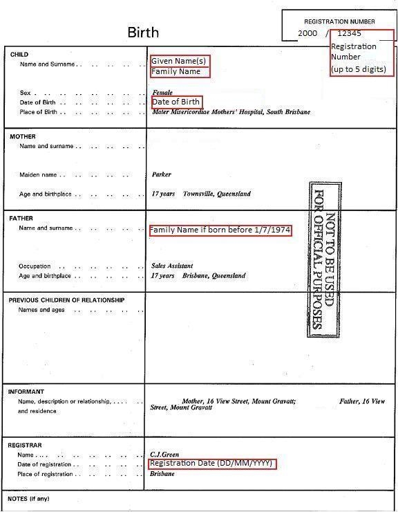 Birth certificate (Australian) Unique Student Identifier