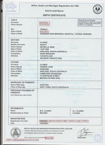 Birth certificate (Australian) Unique Student Identifier Birth certificate (Australian) Unique Student Identifier